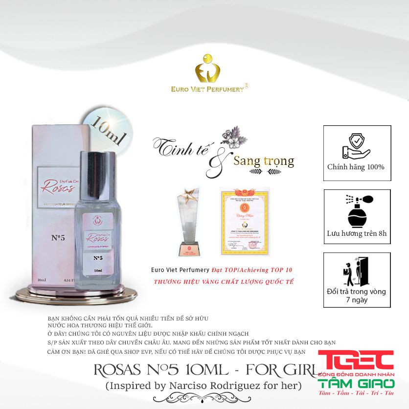 nuoc hoa nu euro viet rosas no 5 euro viet perfumery 10ml 1