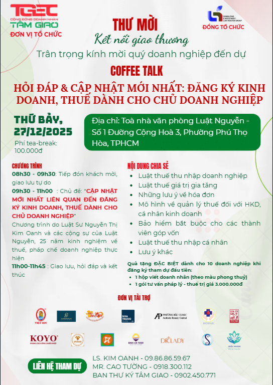 Coffee Talk: Giải mã "Tử huyệt" Thuế và Đăng ký kinh doanh cho chủ DN 2025 - Tuần 40